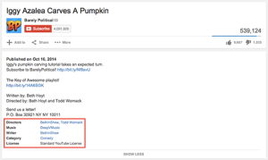 YouTube's new Creator Credits field, which will appear underneath the description field on video pages.