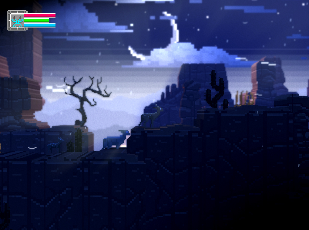 Of course a game by a studio called Crescent Moon would feature a huge crescent moon.