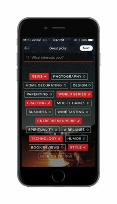 A screenshot of Flipboard's new Topic Picker via the updated iPhone app.