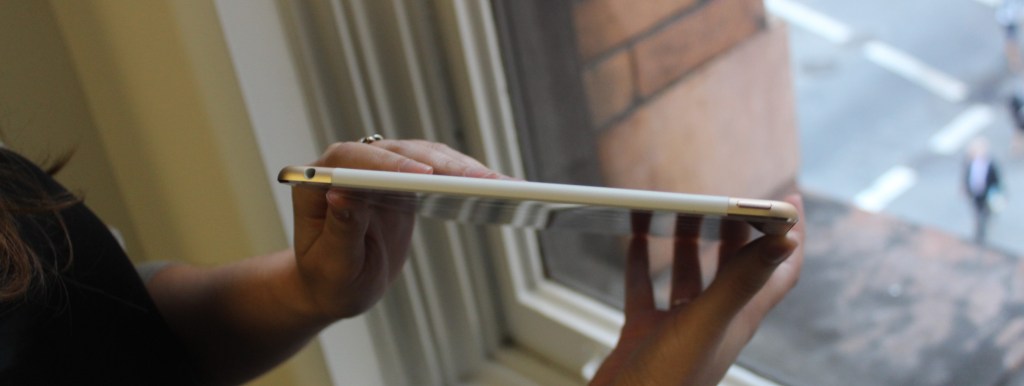 On the top of the iPad Air 2 you'll find the power button and the headphone jack.