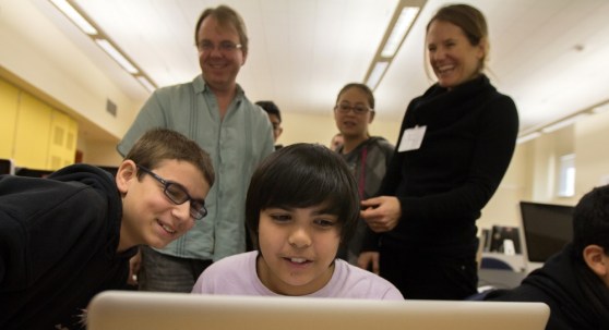 Jessica Lindl, standing right, is executive director of GlassLab