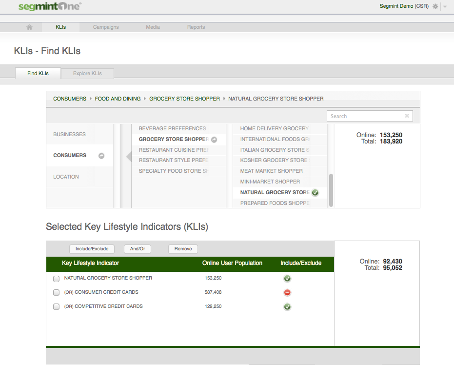 A screen showing the Key Lifestyle Indicators of a user.