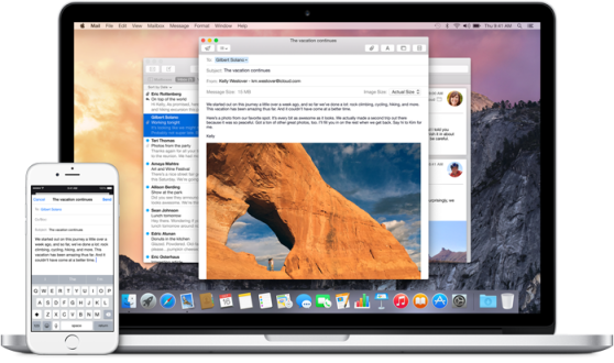 Yosemite lets you "handoff" tasks between your Mac and iOS device