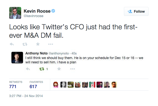 Twitter CFO DM fail 