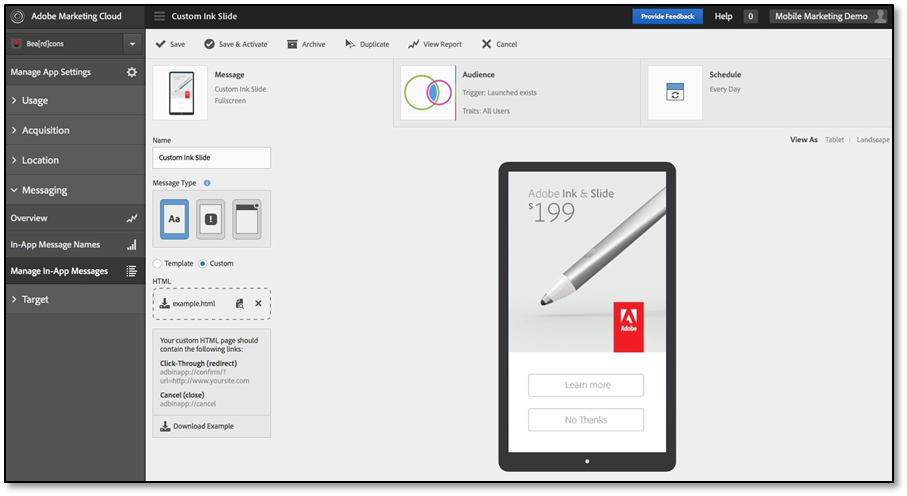 A screen from Adobe Marketing Cloud's new Intelligent Location Marketing