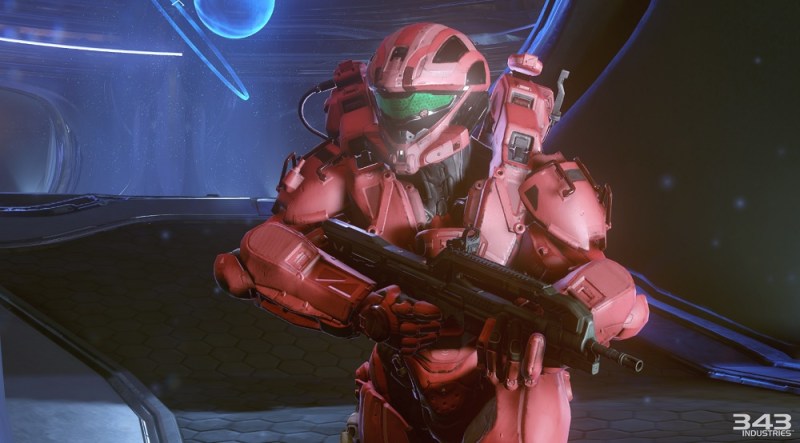 A Spartan in Halo 5 attempts to outrun the coders trying to fix him. 