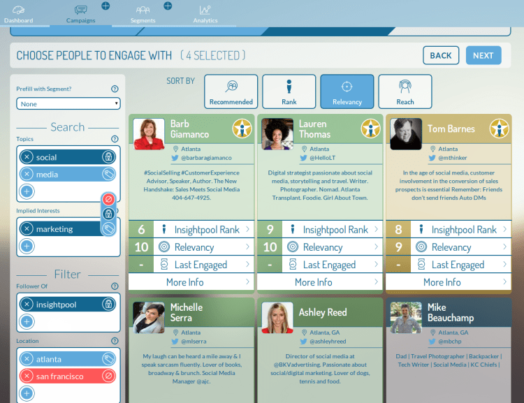 A screen from the new Insightpool