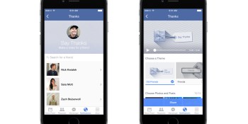 Facebook’s new Say Thanks service lets you send video cards to friends and family