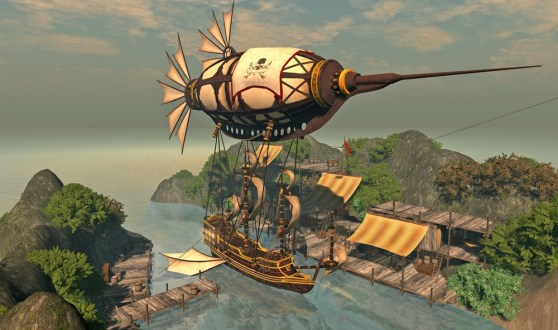 Second Life airborne pirate ship