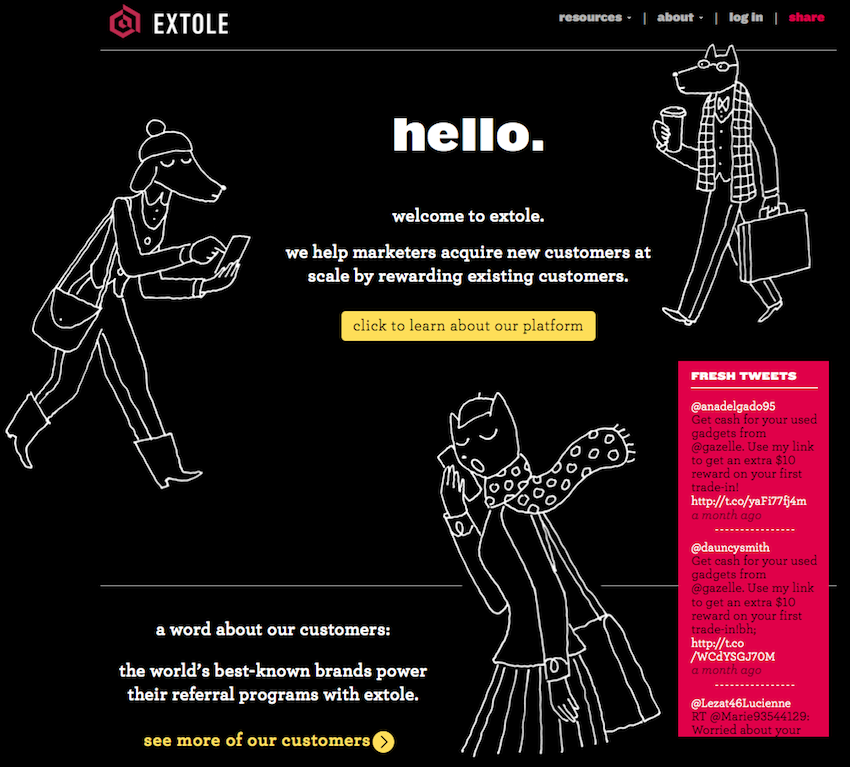 Extole's home page