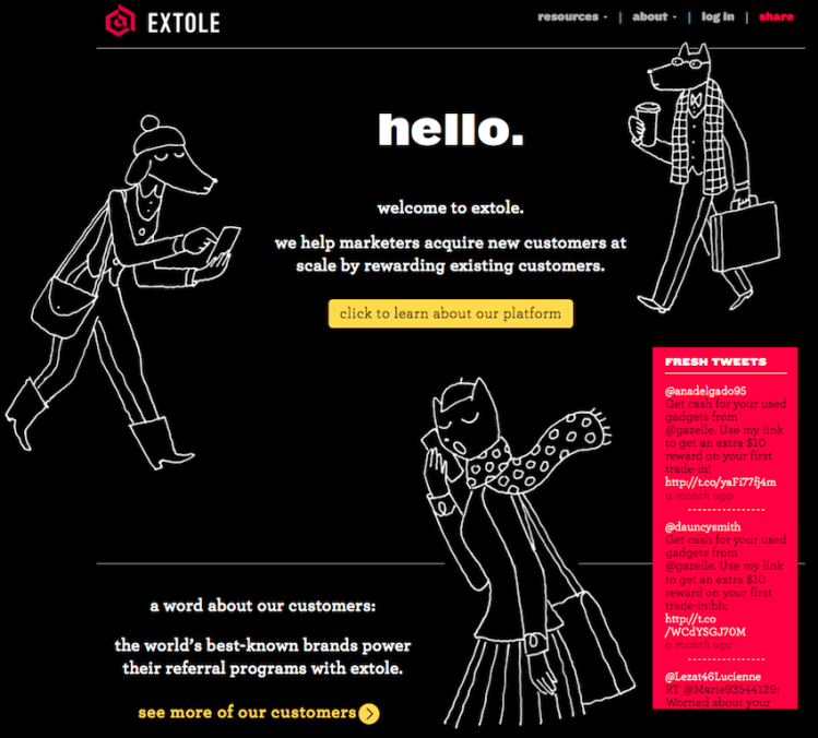 Extole's home page