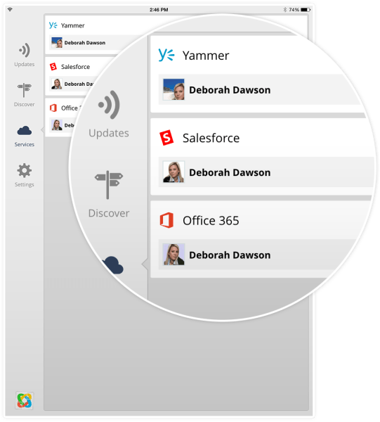 Harmon.ie Collage brings together contacts, as well as updates, from several cloud services.