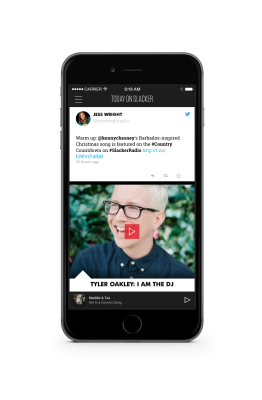 A screenshot of Slacker's new radio station partnerships, featuring web video star Tyler Oakley