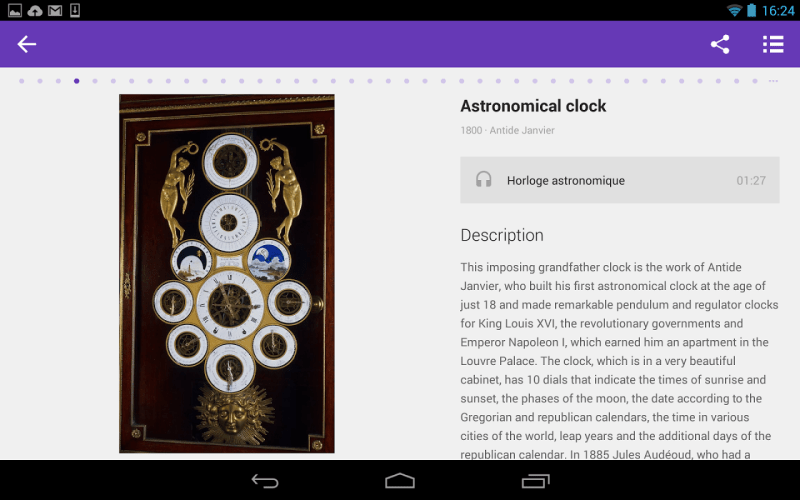 Museums can display their artifacts, like this astronomical clock from the Musee des arts et metiers, via Google Cultural Institute apps.