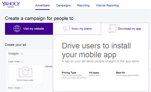 Yahoo app install ads