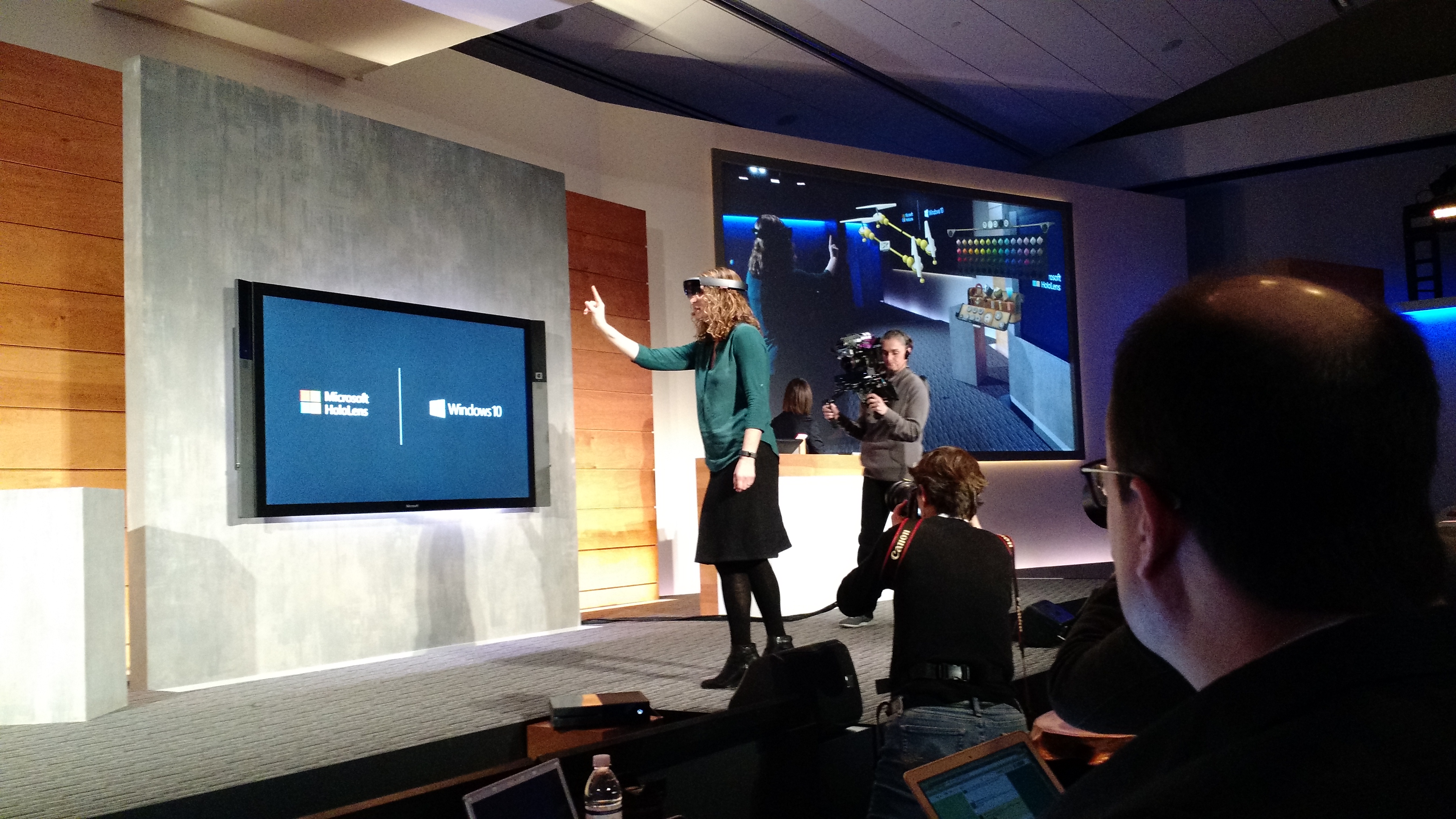 An onstage HoloLens demo.