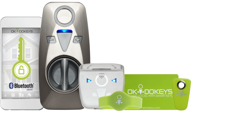 Okidokeys lets users open locks with their phone, a FOB, or wearable.
