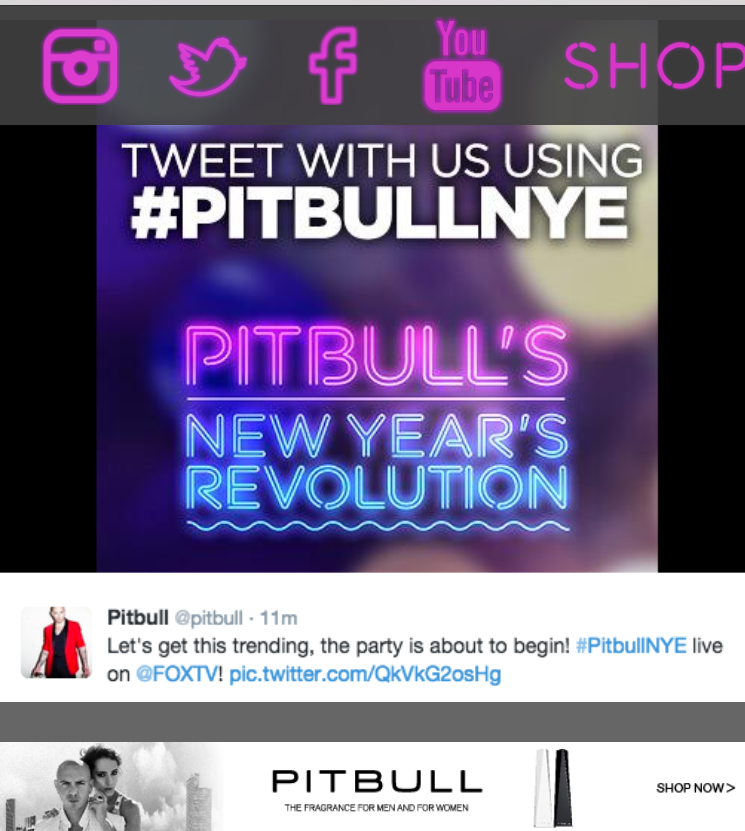 A Live-Fi nGage screen of the fan portal for the Pitbull concert