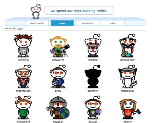 A collection of Snoo avatars for each of Reddit's employees. 