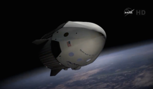 A representation of SpaceX's Dragon manned crew vehicle.