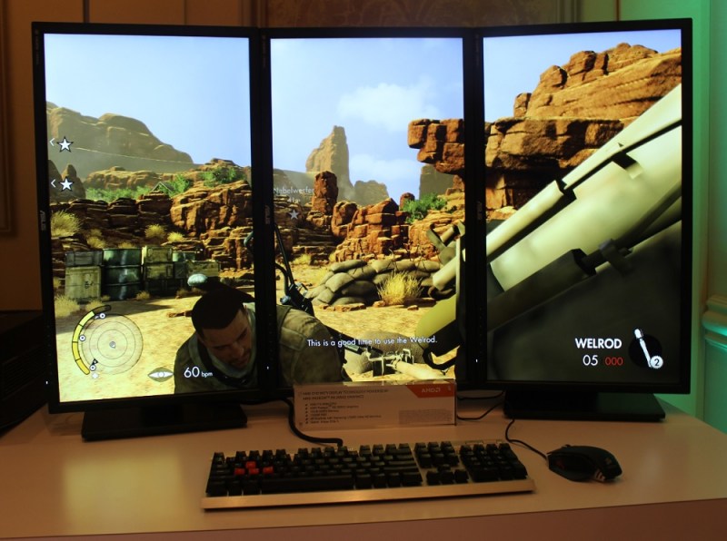 AMD's Eyefinity powers three displays.