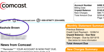 Comcast is sorry that it changed one customer’s name to ‘Asshole’