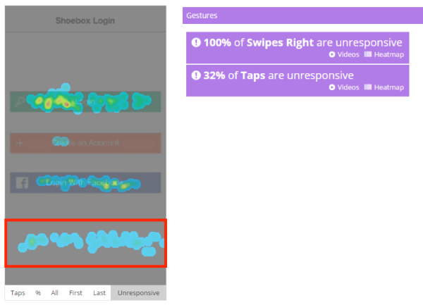 Mobile app heatmap