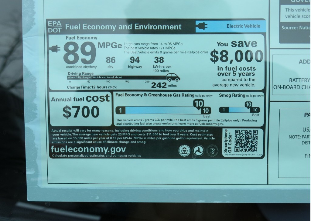 Road test information for the 2014 Tesla Model S P85D in, December 2014.