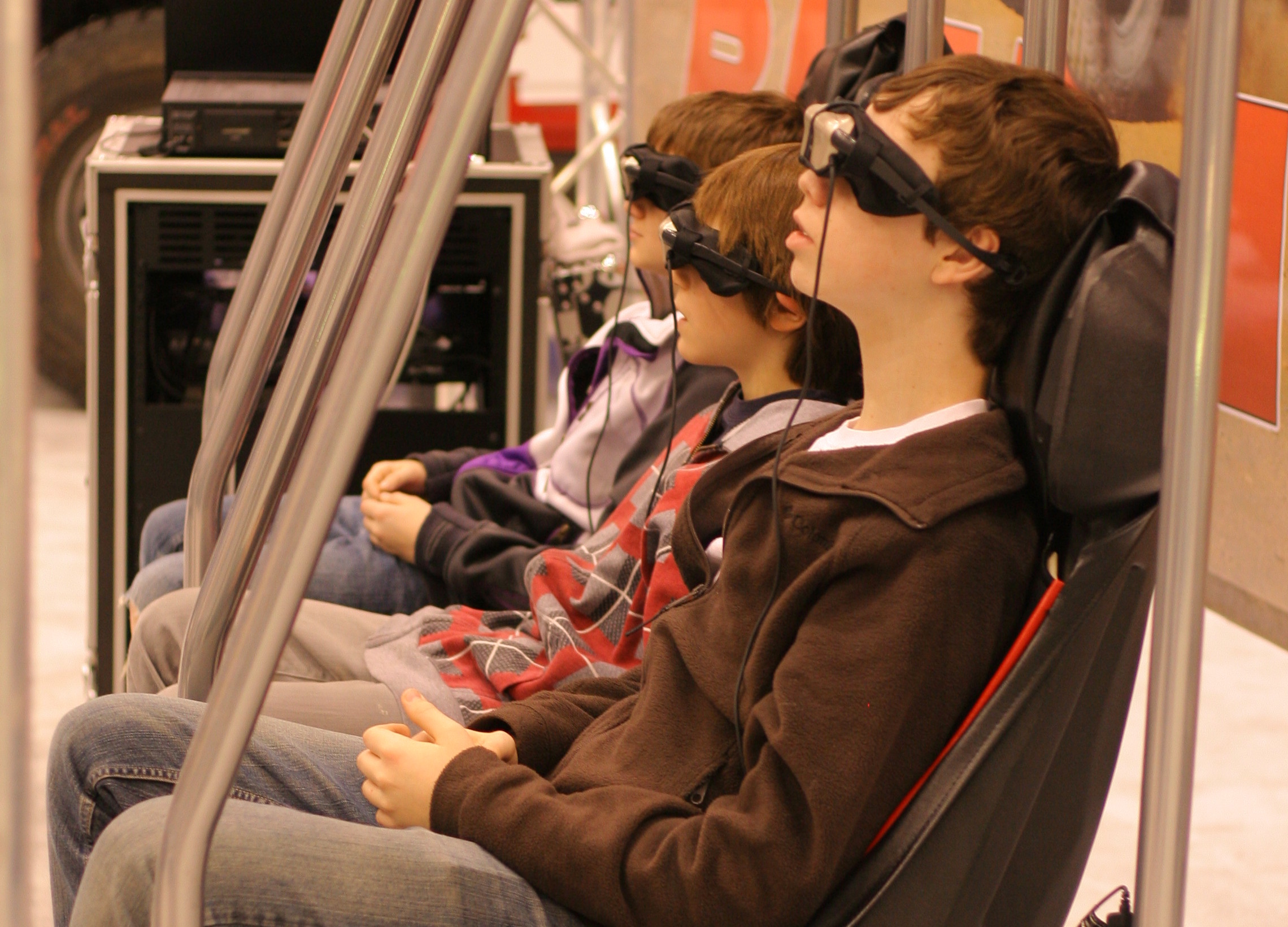 A virtual reality racing set-up.