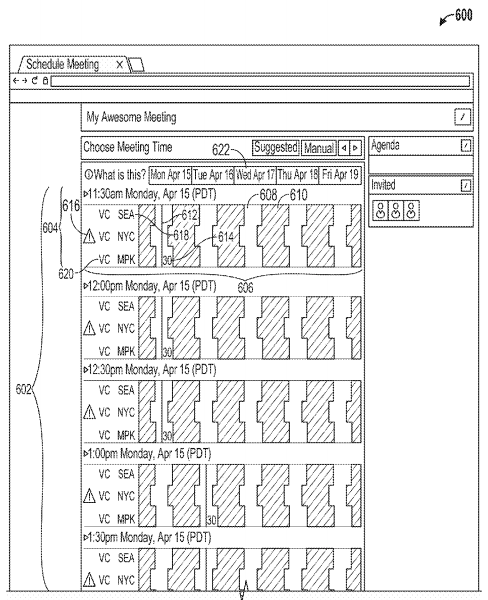 From the Facebook patent application entitled "Systems and methods for scheduling a meeting."