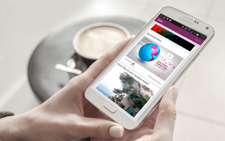 A native, in-feed video ad (top image on the smartphone), served by Inneractive's new Story platform