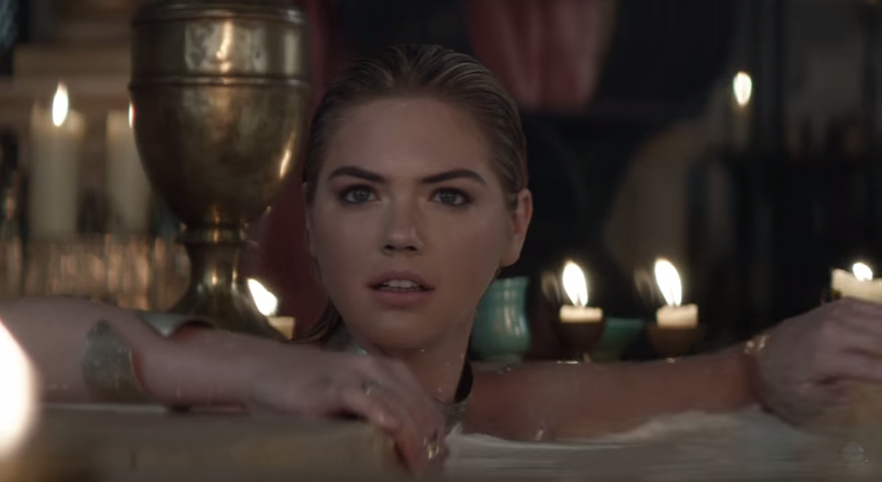 Kate Upton as a goddess in the Game of War commercial.