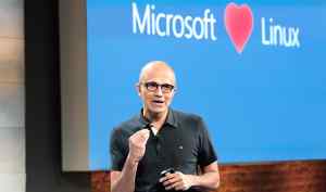 Satya Nadella, Microsoft's chief executive, speaks at a company cloud event in San Francisco in October 2014.