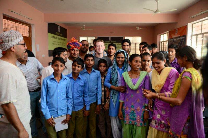 Facebook CEO Mark Zuckerberg in India, where the company has just rolled out Internet.org.