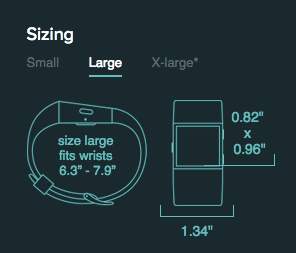 Fitbit Surge sizing chart