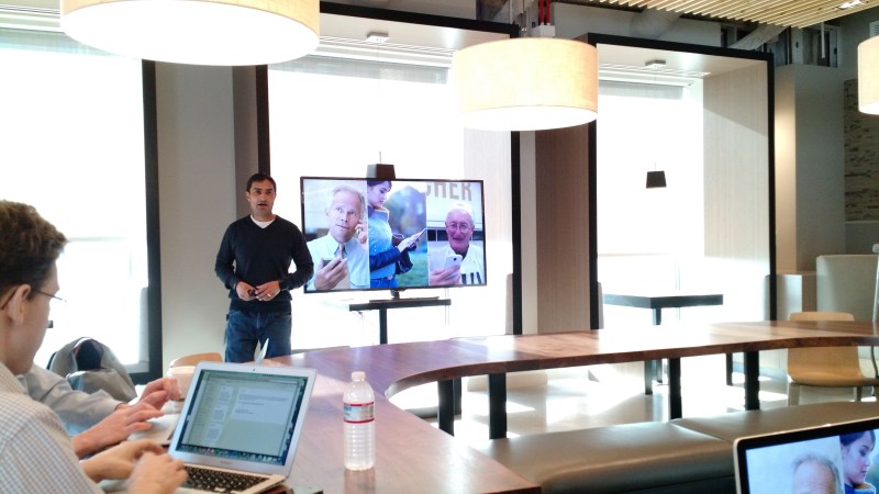 Googler Rajen Sheth talks about Android for Work at a press event at Google's San Francisco office on Feb. 25.