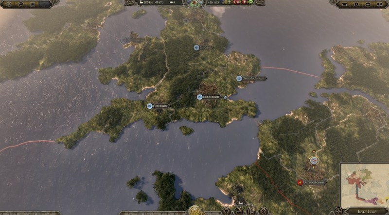 Campaign map over England in Total War: Attila