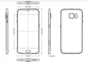 An early leaked schematic of the Samsung Galaxy S6 phone.