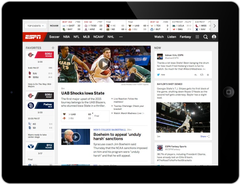 ESPN.com on the iPad