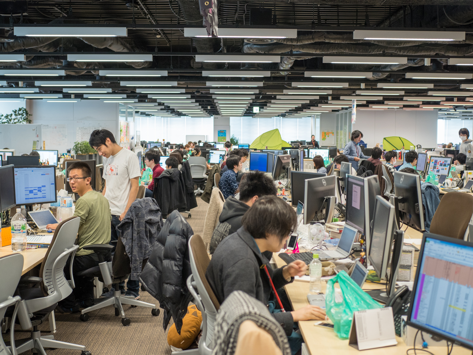 One of the work floors of the DeNA Tokyo headquarters, where employees work on games.