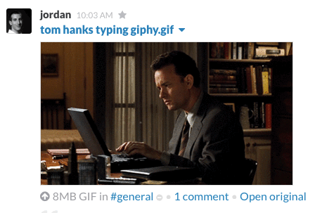 An animated GIF of an animated GIF in Slack.