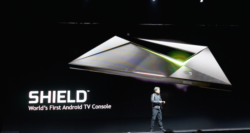 Jen-Hsun Huang unveils the Nvidia Shield Android TV console.