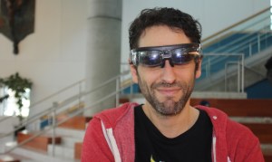 Jules Urbach, CEO of Otoy, wearing Osterhaut's augmented reality glasses.