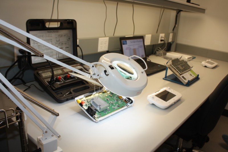 A disassembled Wii U game console at Micron's engineering lab.