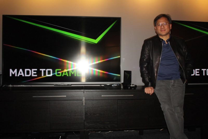 Jen-Hsun Huang, CEO of Nvidia, with the Shield Android TV Console.