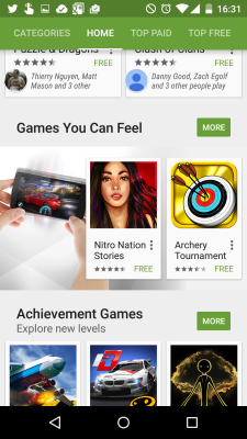 Google is highlighting games with great force feedback.