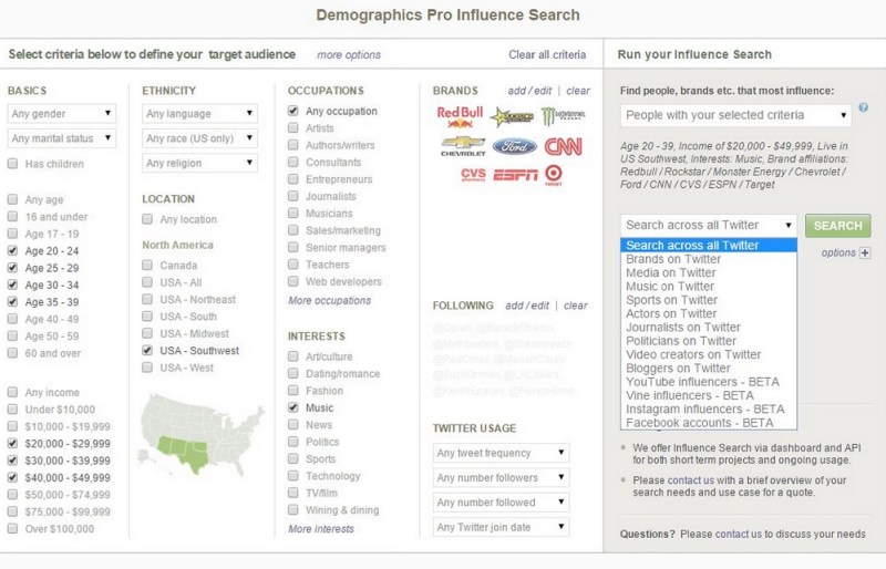 Demographics Pro can decipher someone's social-media influence.