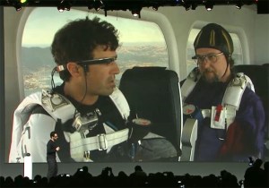 Glass-wearing skydivers dove out of planes to announce the new wearable at Google I/O 2012.