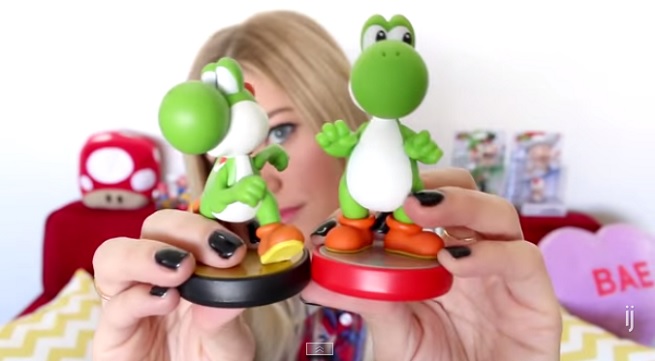 Justine "iJustine" Ezarik shows off her Nintendo Amiibos