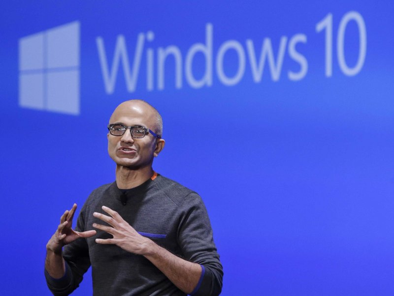 Microsoft CEO Satya Nadella at the Windows 10 reveal earlier this year.